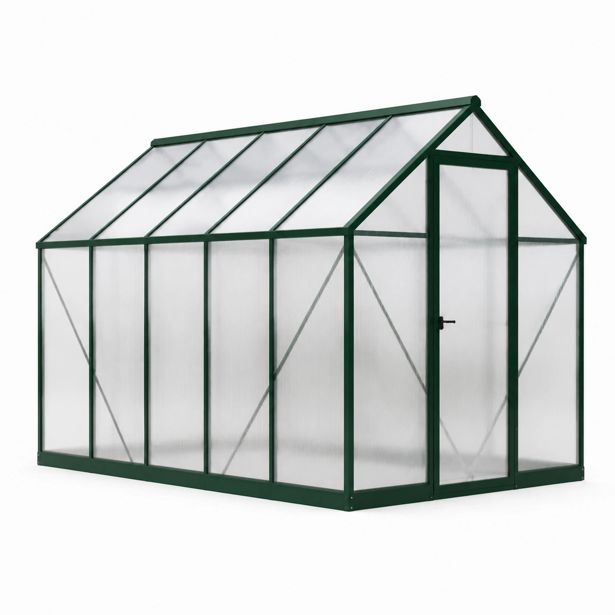 Invernadero de Aluminio Verde con Paneles de Policarbonato de 4mm